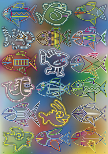 Cartoon: Flow Of Opinions (medium) by constable tagged flows,opinions,fishes,communications,colors,fantasy
