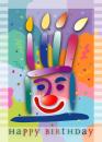 Cartoon: Bithday-Cake-Head-Postcard (small) by constable tagged head,face,birthday,postcard,figure,color,smile,candle,red,nose,clown,wachtmeister,2008