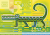 Cartoon: Walking Alligator - 2026 (small) by constable tagged animals,alligators,green,yellow,fantasy,pattern,graphics