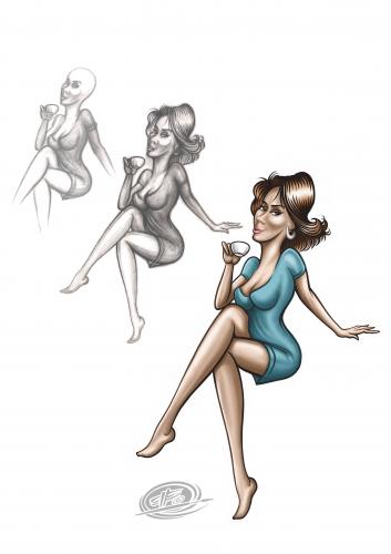 Cartoon: la-strada girl studie (medium) by elle62 tagged studie,pinup