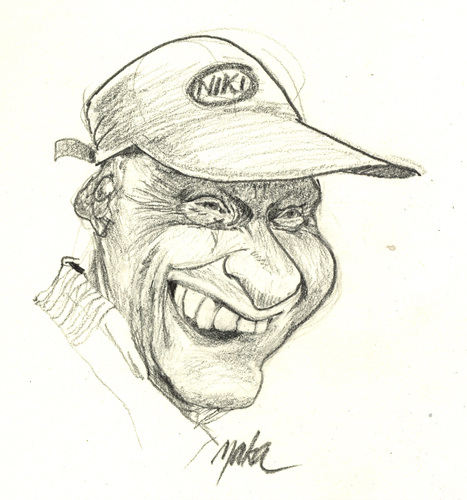 Cartoon: niki lauda in progress (medium) by kama tagged cartoon,niki,lauda