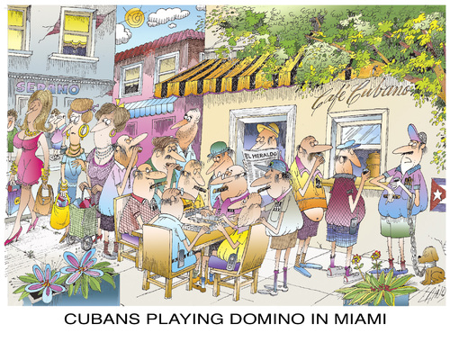 Cartoon: Cubans in Miami (medium) by LAINO tagged miami,cubans,tourists,domino,games,hobby