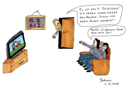 Cartoon: Bei den MZ412s Daheim (medium) by Blogrovic tagged adventskalender,black,metal,mz412