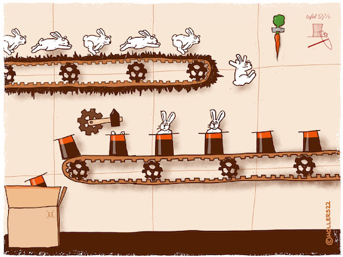 Cartoon: bunny machine (medium) by hollers tagged machine,bunny,rabbit,magician,circus,top,hat,machine,bunny,rabbit,magician,circus,top,hat
