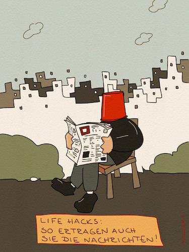 Cartoon: Dealing with it (medium) by hollers tagged nachrichten,eimer,augen,zu,zurechtkommen,zeitung,news,nachrichten,eimer,augen,zu,zurechtkommen,zeitung,news