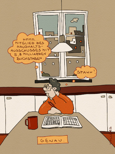 Cartoon: Genau! (medium) by hollers tagged spahn,milliarden,haushaltsausschuss,masken,buchstaben,kreuzworträtsel,spahn,milliarden,haushaltsausschuss,masken,buchstaben,kreuzworträtsel