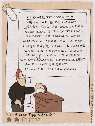 Cartoon: Life-Hack (medium) by hollers tagged zeit,zeitumstellung,lifehack,sommerzeit,winterzeit,uhren,vorstellen,zurückstellen,jetlag,zeit,zeitumstellung,lifehack,sommerzeit,winterzeit,uhren,vorstellen,zurückstellen,jetlag