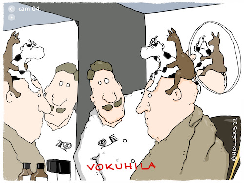 Cartoon: Vokuhila (medium) by hollers tagged vokuhila,frisur,friseur,haircut,kuh,lama,cow,vokuhila,frisur,friseur,haircut,kuh,lama,cow