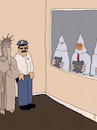 Cartoon: Confrontation (small) by hollers tagged kkk,kukluxklan,trump,orange,tie,confrontation,crime,miss,liberty,democracy
