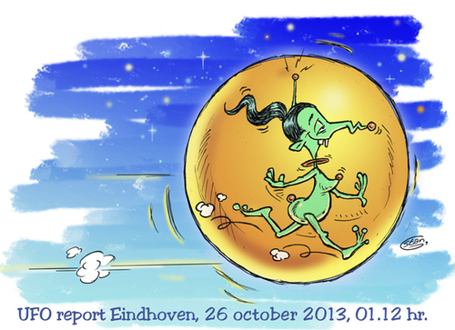 Cartoon: Happy Close Encounter (medium) by Stan Groenland tagged humor,science,miracle,space,alien,ufo,cartoon