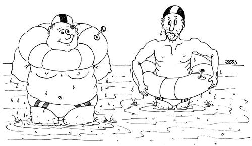 Cartoon: 4 Rettungsringe (medium) by besscartoon tagged meer,schwimmen,fett,rettungsring,bess,besscartoon