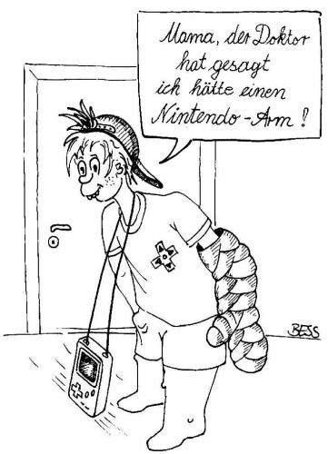 Cartoon: Arztbesuch (medium) by besscartoon tagged kind,spielen,arzt,spielsucht,bess,besscartoon