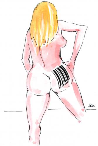 Cartoon: Preisauszeichnung (medium) by besscartoon tagged geld,barcode,prostitution,nacktheit,nackt,geschäft,frau,bess,besscartoon