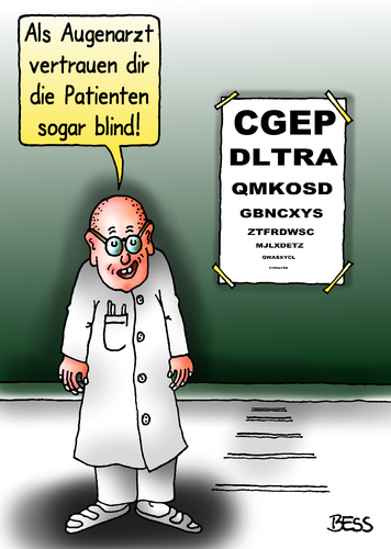 Cartoon: blindes Vertrauen (medium) by besscartoon tagged arzt,doktor,augenarzt,blind,patienten,vertrauen,bess,besscartoon