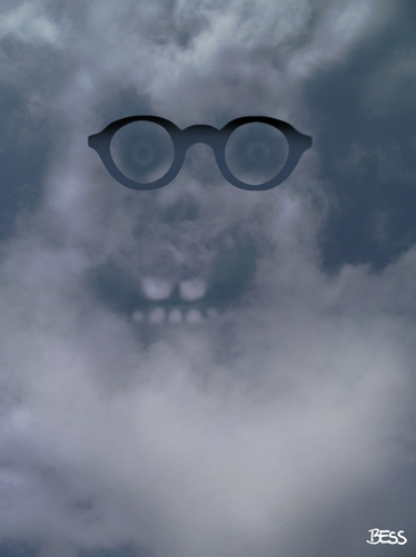 Cartoon: cloud face 14 (medium) by besscartoon tagged wolken,himmel,brille,gesicht,portrait,bess,besscartoon