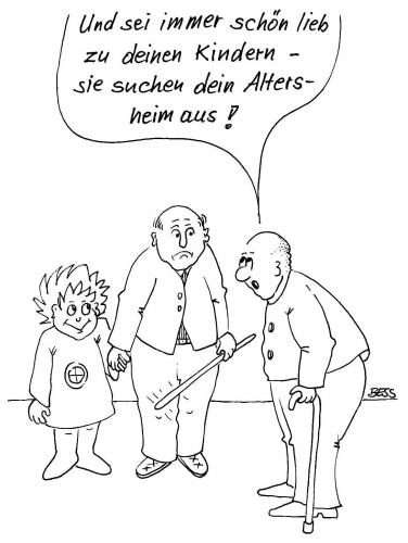 Cartoon: der gute Rat (medium) by besscartoon tagged alt,alter,altersheim,kinder,männer,bess,besscartoon
