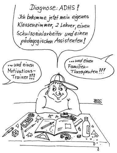 Cartoon: Diagnose ADHS (medium) by besscartoon tagged schule,pädagogik,kind,adhs,therapeut,lehrer,bess,besscartoon
