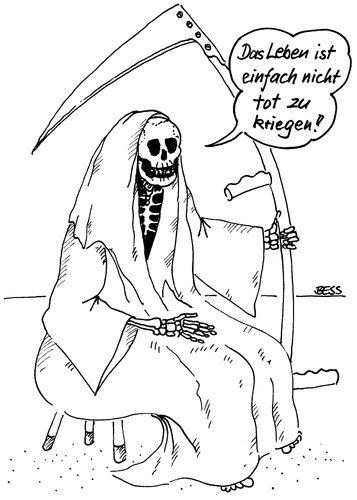 Cartoon: Dilemma (medium) by besscartoon tagged tod,sterben,leben,sensenmann,bess,besscartoon