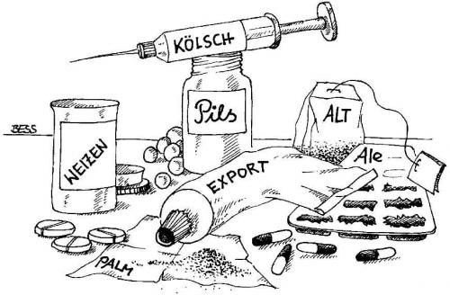 Cartoon: Doping (medium) by besscartoon tagged bier,doping,pils,tabletten,spritze,bess,besscartoon