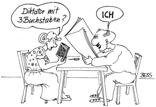 Cartoon: Familienglück (medium) by besscartoon tagged diktator,ich,beziehung,paar,frau,mann,lesen,bess,besscartoon