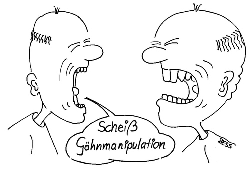 Cartoon: Gähnmanipulation (medium) by besscartoon tagged männer,gene,genmanipulation,gähnen,bess,besscartoon