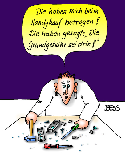 Cartoon: Grundgebühr ist drin (medium) by besscartoon tagged mann,handy,technik,grundgebür,betrug,dummheit,telefon,telefonieren,bess,besscartoon