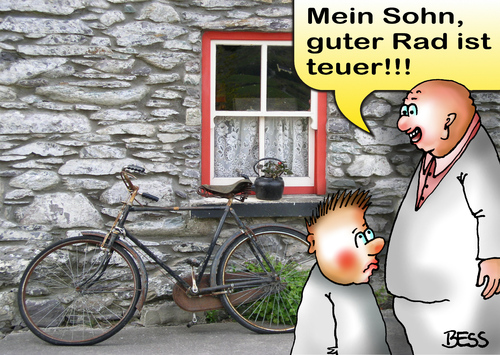 Cartoon: Guter Rad ist teuer (medium) by besscartoon tagged vater,sohn,kind,mann,rad,rat,fahrrad,bess,besscartoon