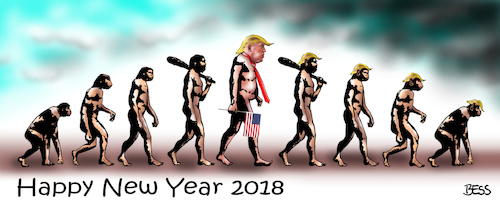 Cartoon: Happy New Year 2018 (medium) by besscartoon tagged happy,new,year,2018,donald,trump,amerika,usa,evolution,bess,besscartoon