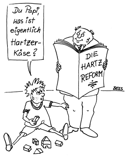 Cartoon: Har-t-zer Käse (medium) by besscartoon tagged vater,sohn,harz,hartz,arge,armut,arbeitslos,bess,besscartoon