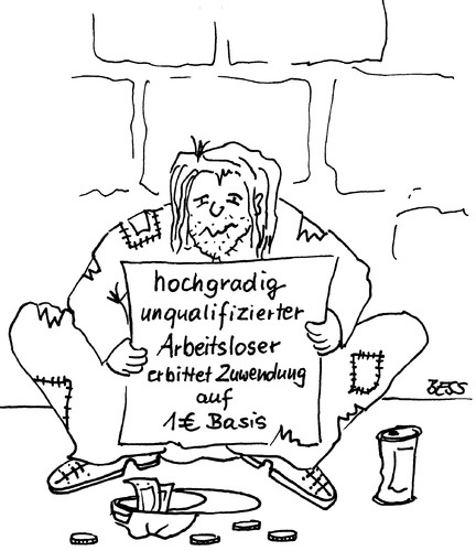 Cartoon: hochgradig unqualifiziert (medium) by besscartoon tagged mann,arbeitslos,hartz,betteln,geld,unqualiziert,bess,besscartoon