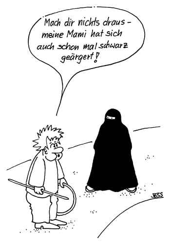 Cartoon: Kinder ... (medium) by besscartoon tagged burka,islam,religion,ärger,kind,bess,besscartoon
