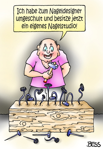 Cartoon: Nageldesigner (medium) by besscartoon tagged mann,umschulung,nagelstudio,nageldesaigner,nagel,bess,besscartoon