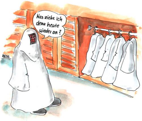 Cartoon: Qual der Wahl (medium) by besscartoon tagged besscartoon,bess,burka,islam,kleidung,frau