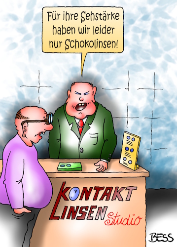 Cartoon: Schokolinsen (medium) by besscartoon tagged schokolinsen,kontaktlinsen,sehen,brille,sehstärke,optiker,bess,besscartoon