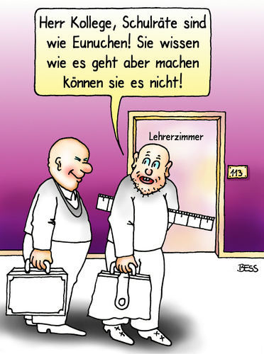 Cartoon: Schulräte (medium) by besscartoon tagged schulrat,schule,pädagogik,erziehung,lernen,lehrer,pauker,eunuchen,realschule,hauptschule,werkrealschule,gemeinschaftsschule,gymnasium,bess,besscartoon