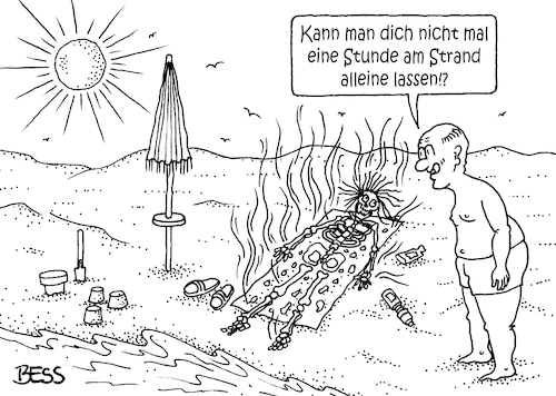 Cartoon: Sonnenbad (medium) by besscartoon tagged man,frau,paar,urlaub,ferien,freizeit,meer,strand,sonne,tod,sterben,beziehung,bess,besscartoon