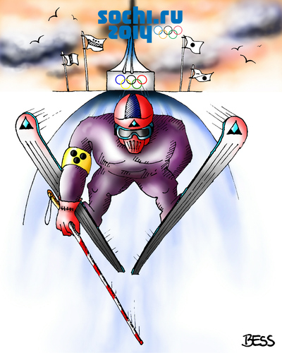 Cartoon: Sotschi (medium) by besscartoon tagged winterolympiade,sotschi,sochi,wintersport,rußland,sport,olympia,blind,blindenstock,blindenbinde,ski,skispringen,schanze,bess,besscartoon