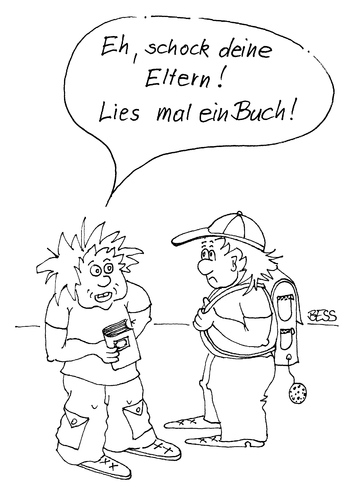 Cartoon: Wer lesen kann hat Vorteile (medium) by besscartoon tagged kinder,schule,pädagogik,lesen,buch,bücher,eltern,bess,besscartoon