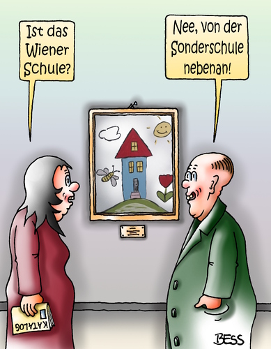Cartoon: Wiener Schule (medium) by besscartoon tagged bess,sonderschule,schule,wiener,malerei,museum,art,bild,kunst,paar,frau,mann,besscartoon