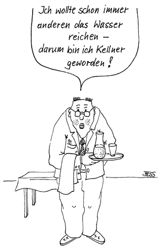 Cartoon: Wunschvorstellung (medium) by besscartoon tagged mann,kellner,ober,restaurant,wasser,tellertaxi,bess,besscartoon