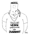 Cartoon: Warnung (small) by besscartoon tagged mann,lesen,dumm,dummheit,intelligenz,buch,bess,besscartoon