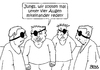 Cartoon: unter vier Augen (small) by besscartoon tagged männer,augen,vier,sprechen,augenklappe,einäuig,bess,besscartoon