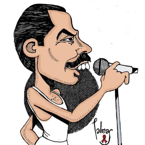 Cartoon: Freddie Mercury (medium) by Palmas tagged musica