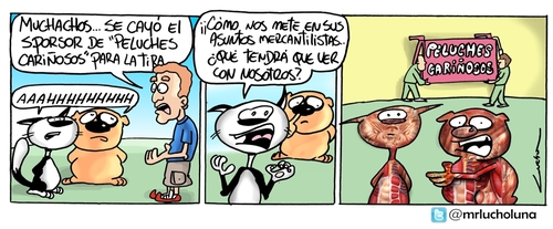 Cartoon: gato y mancha (medium) by lucholuna tagged mancha,gato