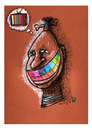 Cartoon: Media - African Face (small) by Osama Salti tagged 2010,media,human,african,face,tv,colored,teeth,rainbow,thought,influence,life,people