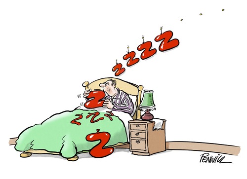 Cartoon: Sleeping aids (medium) by penwill tagged sleep,sleeping,insomniac,bedtime,bed,tired,sleepy