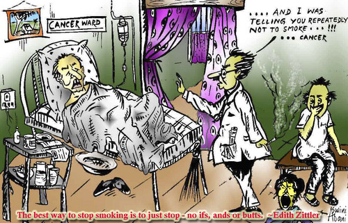 Cartoon: SAY NO TO TOBACCO (medium) by Aswini-Abani tagged asabtoons,aswiniabani,abani,aswini,death,life,cancer,lung,smoke,smoking,ciggrette,tobacco