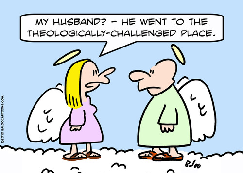Cartoon: angels theologically challenged (medium) by rmay tagged angels,theologically,challenged