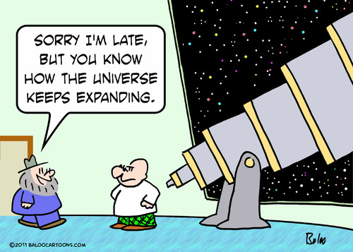 Cartoon: astronomer universe expanding (medium) by rmay tagged astronomer,universe,expanding
