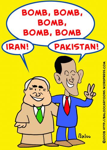 Cartoon: BOMB IRAN PAKISTAN OBAMA MCCAIN (medium) by rmay tagged bomb,iran,pakistan,obama,mccain